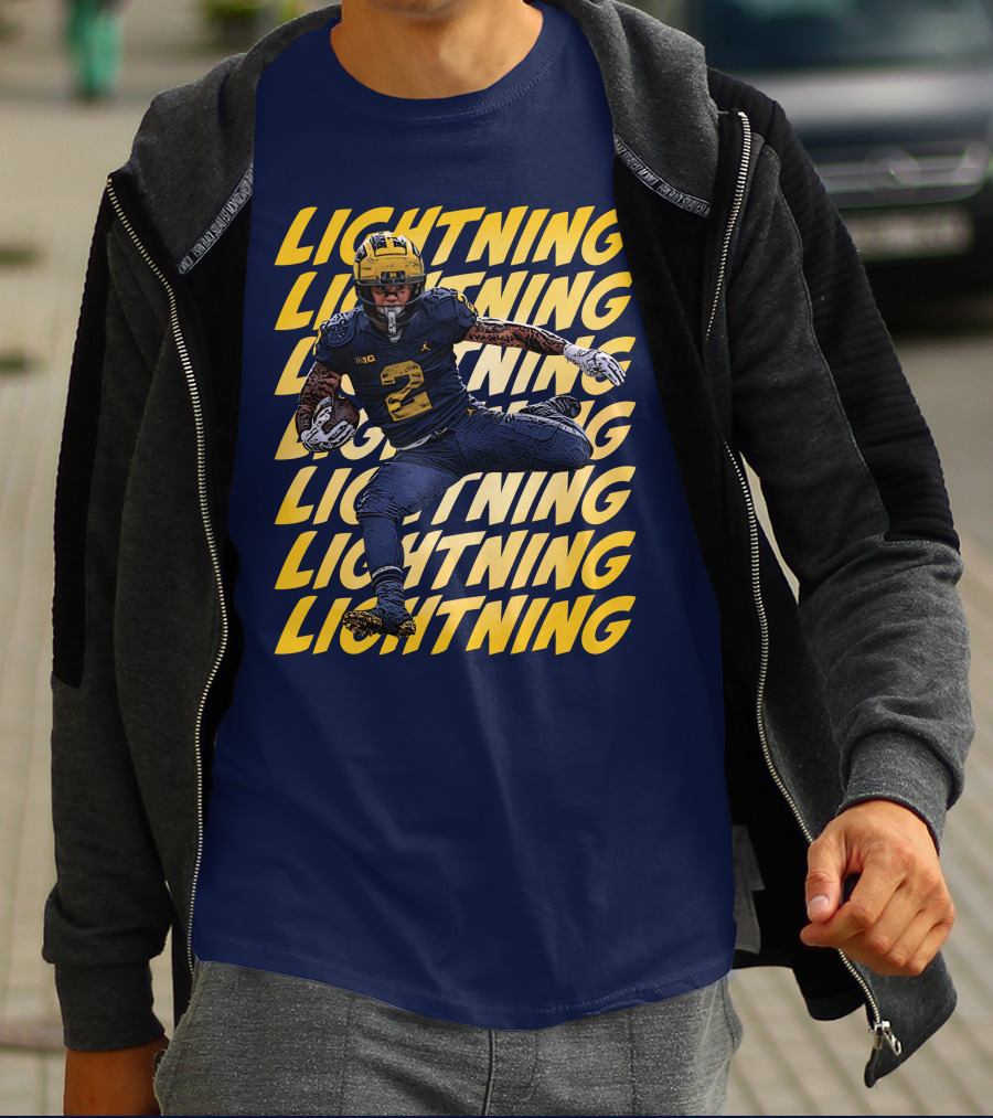 Lightning University Of Michigan Football Blake Corum Valiant Mden Merch T-Shirt