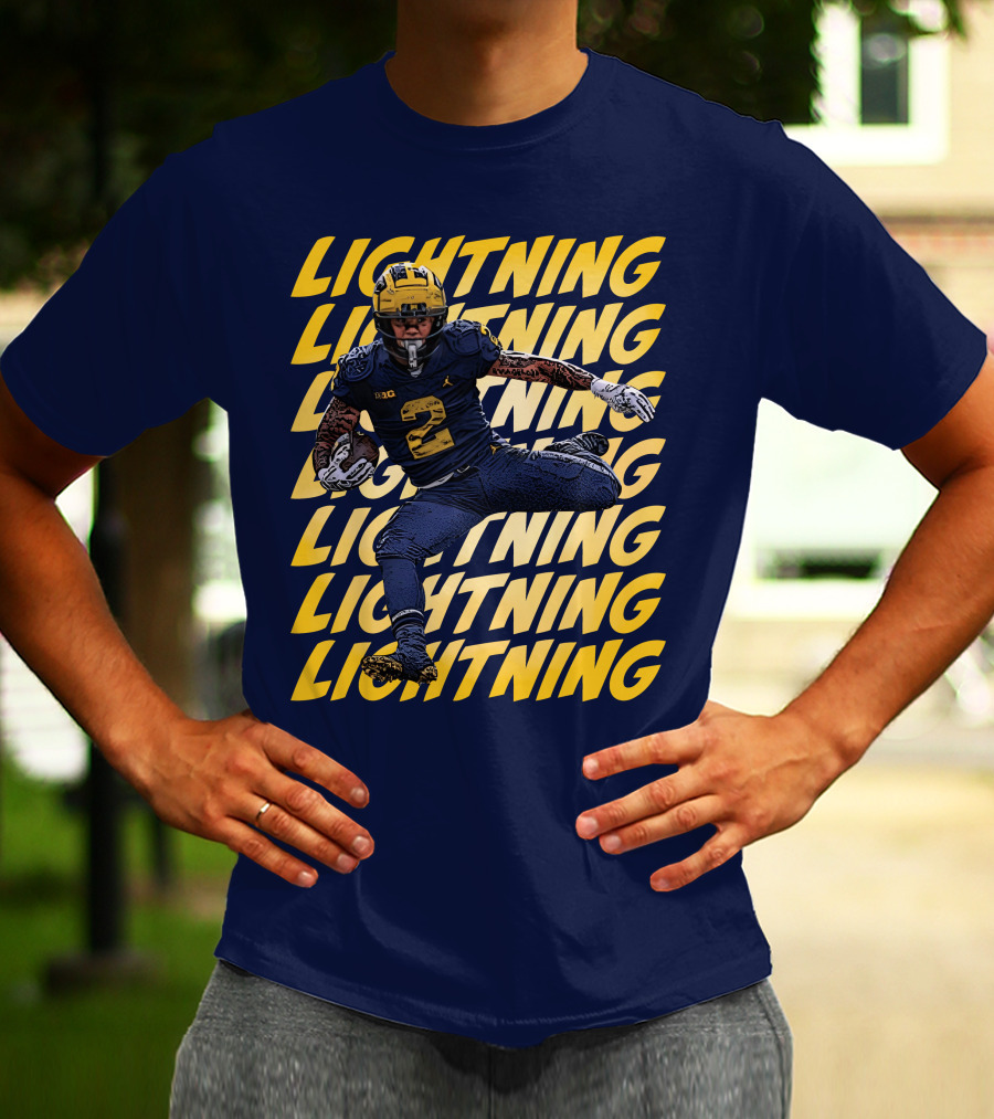 Lightning University Of Michigan Football Blake Corum Valiant Mden Merch T-Shirt