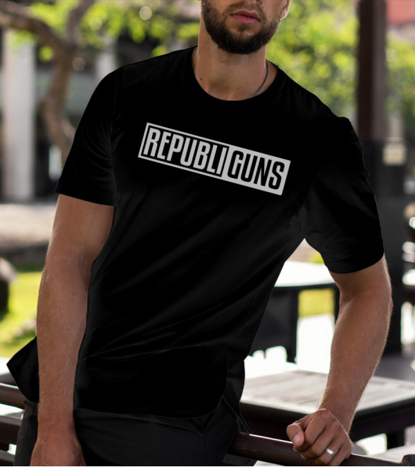 Republi Guns Bold Iconic Text Block T-Shirt