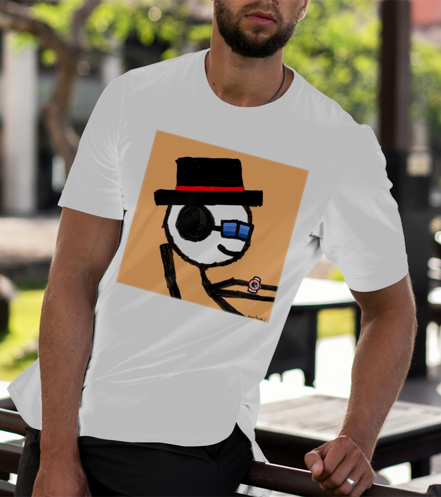 Sartoshi Mfers Stick Figure With Hat Blue Glasses Red Watch T-Shirt