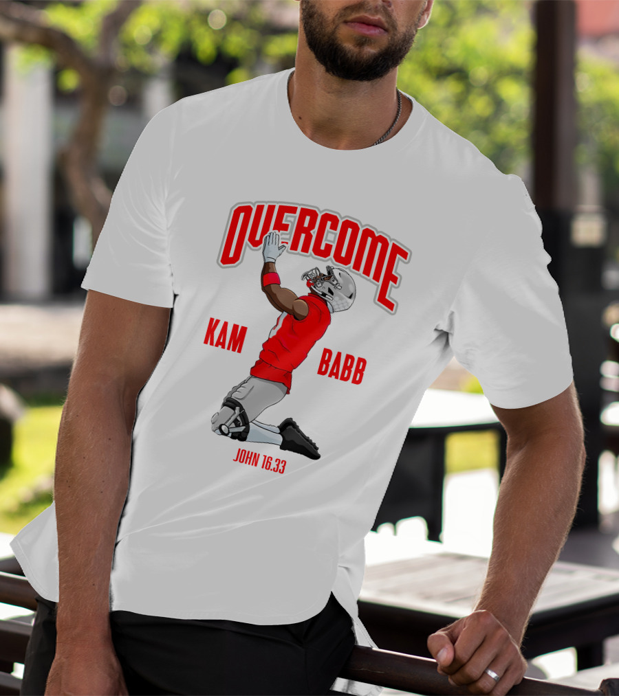 Overcome Kam Babb John 16:33 Football Kneeling Prayer Merch T-Shirt