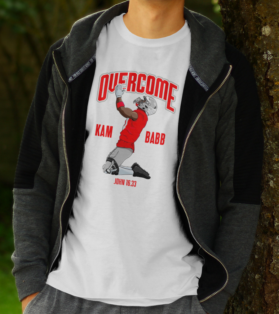 Overcome Kam Babb John 16:33 Football Kneeling Prayer Merch T-Shirt