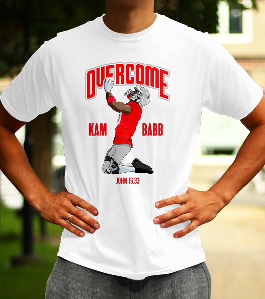 Overcome Kam Babb John 16:33 Football Kneeling Prayer Merch T-Shirt
