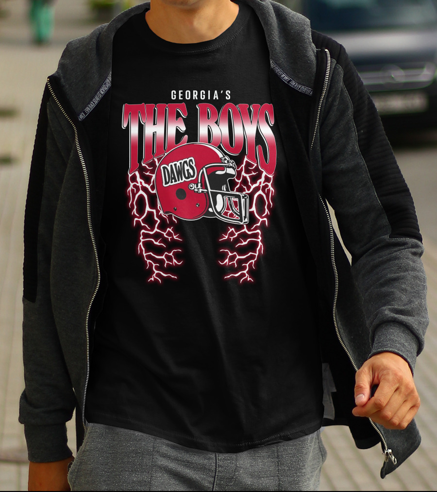 Georgia's The Boys Dawgs Helmet Lightning T-Shirt