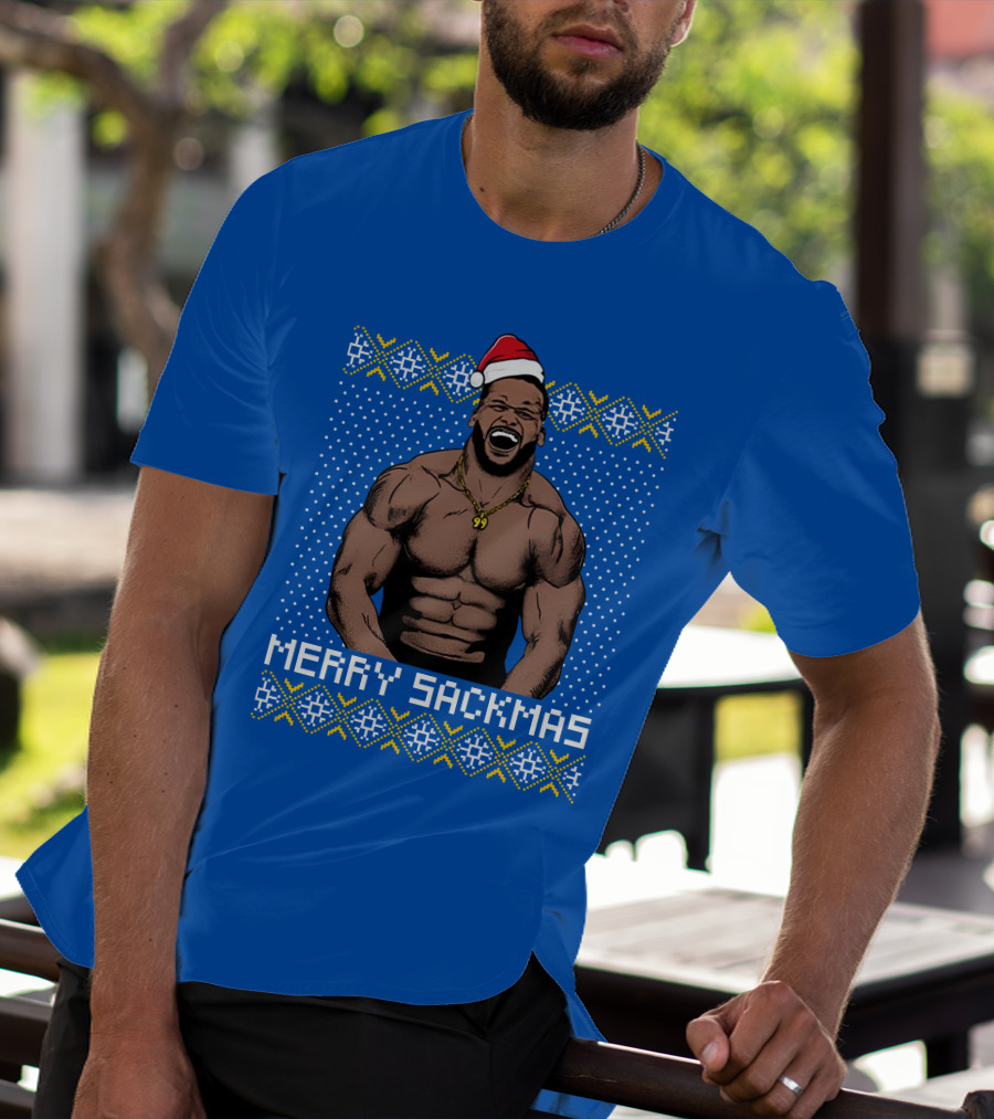 Aaron Donald Merry Sackmas Santa Hat Muscles Uglysweater T-Shirt