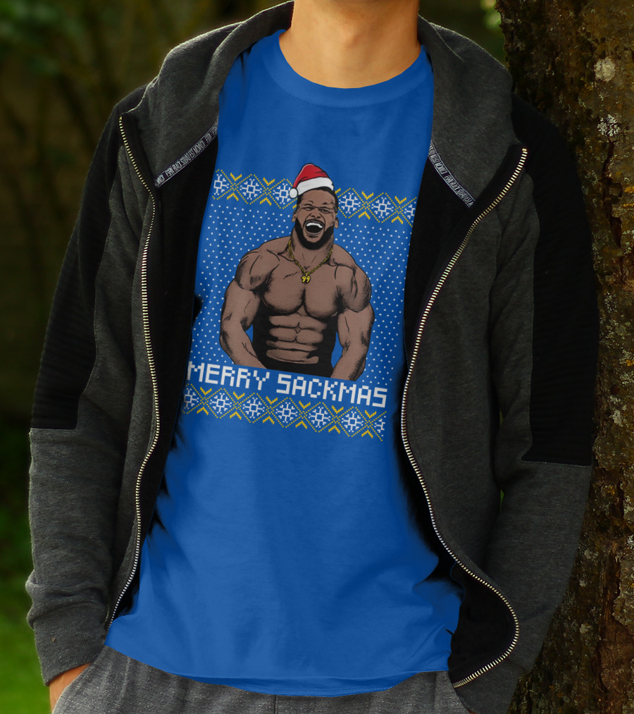 Aaron Donald Merry Sackmas Santa Hat Muscles Uglysweater T-Shirt