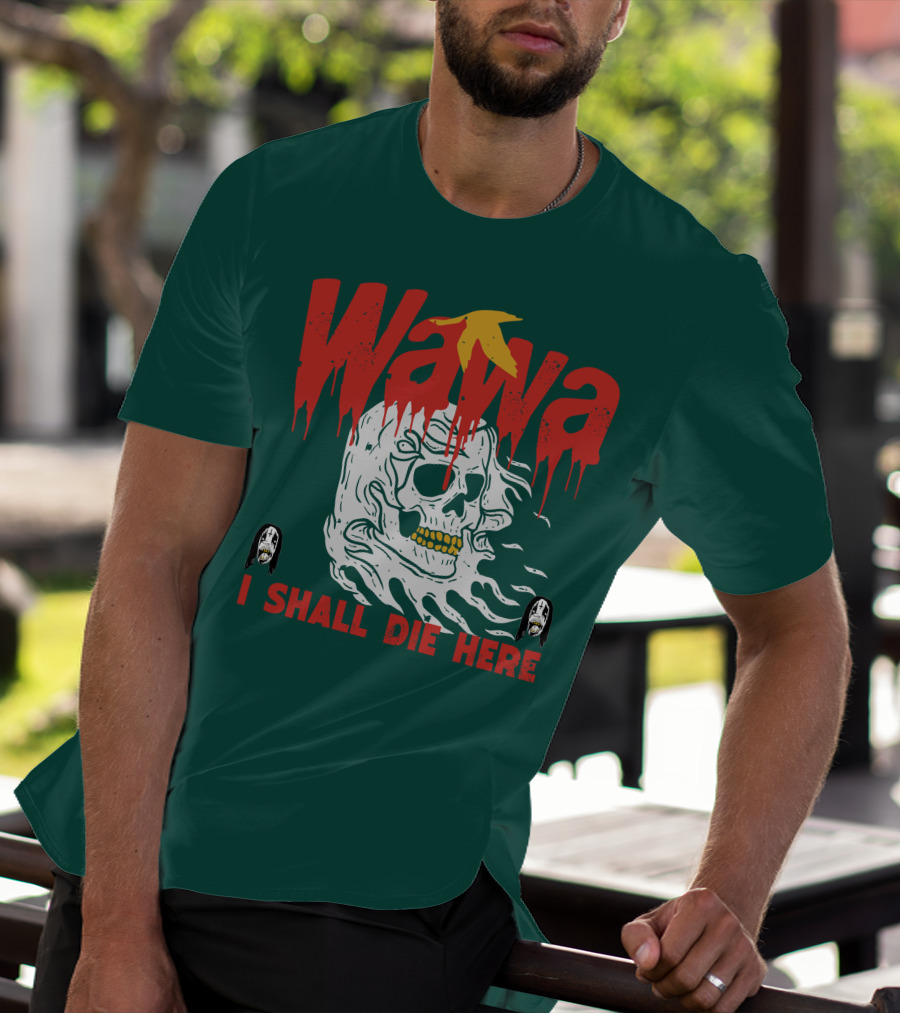 Grimgrimgrim Store Wawa I Shall Die Here Skull Motif T-Shirt