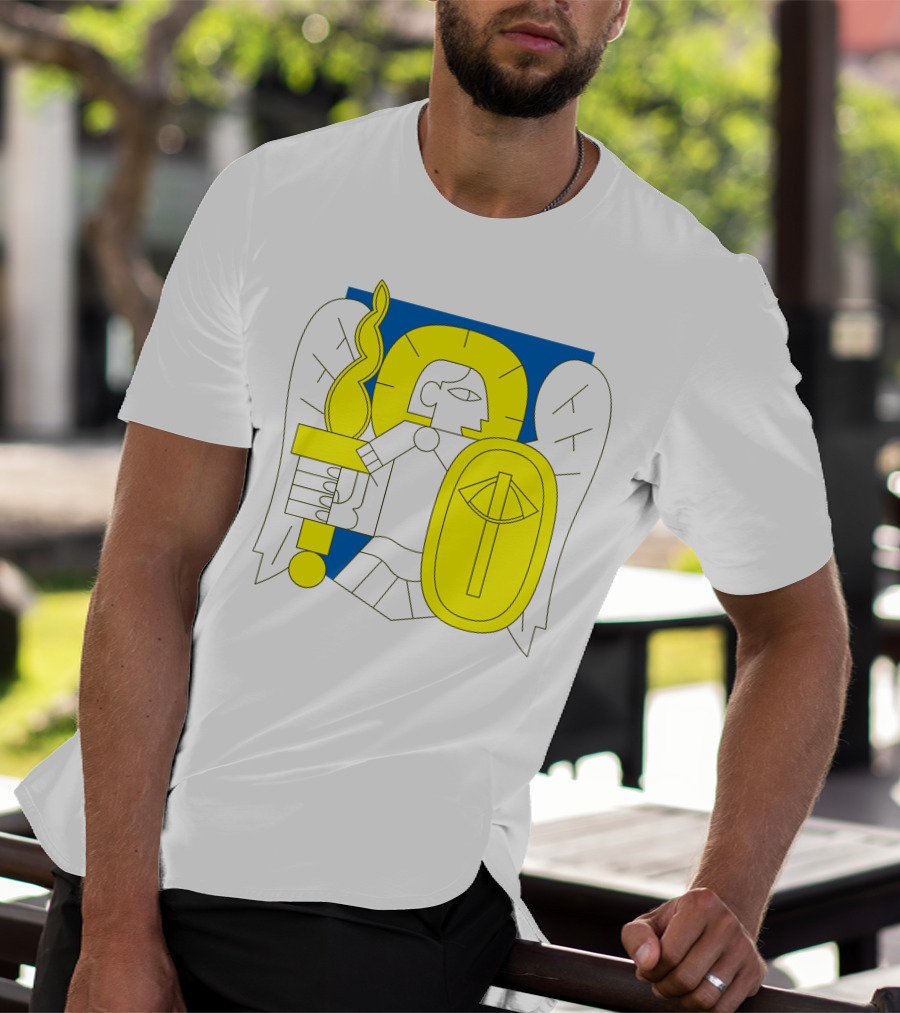 Saintjavelin Merch Kyiv Archangel Torch Shield Emblem T-Shirt