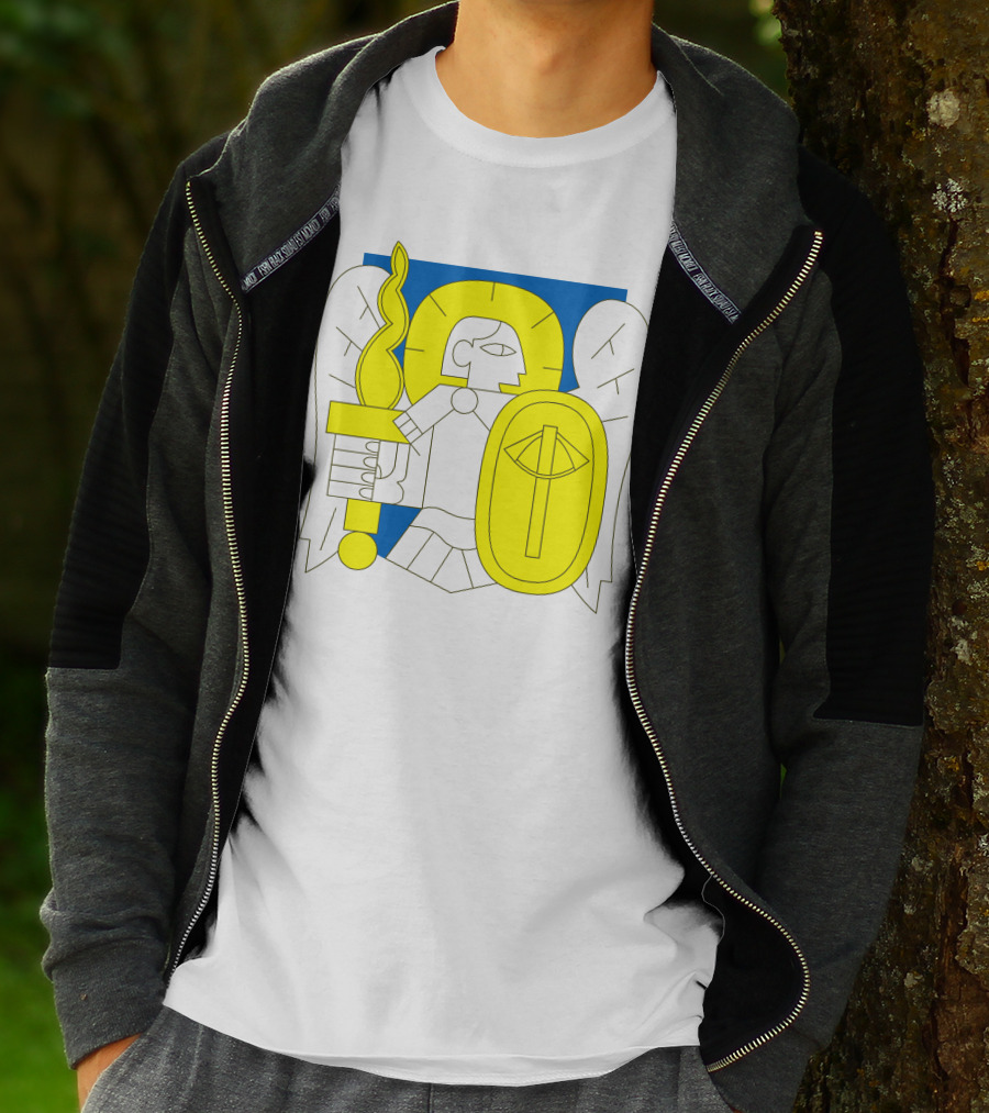 Saintjavelin Merch Kyiv Archangel Torch Shield Emblem T-Shirt