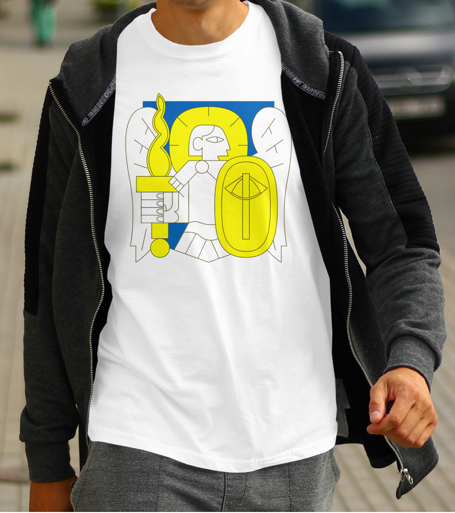Saintjavelin Merch Kyiv Archangel Torch Shield Emblem T-Shirt
