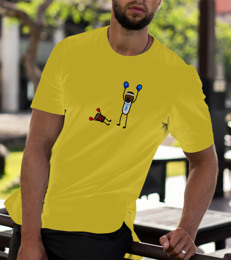Nba Paint Sga Beat The Buzzer Stick Figures Boxing Yellow T-Shirt
