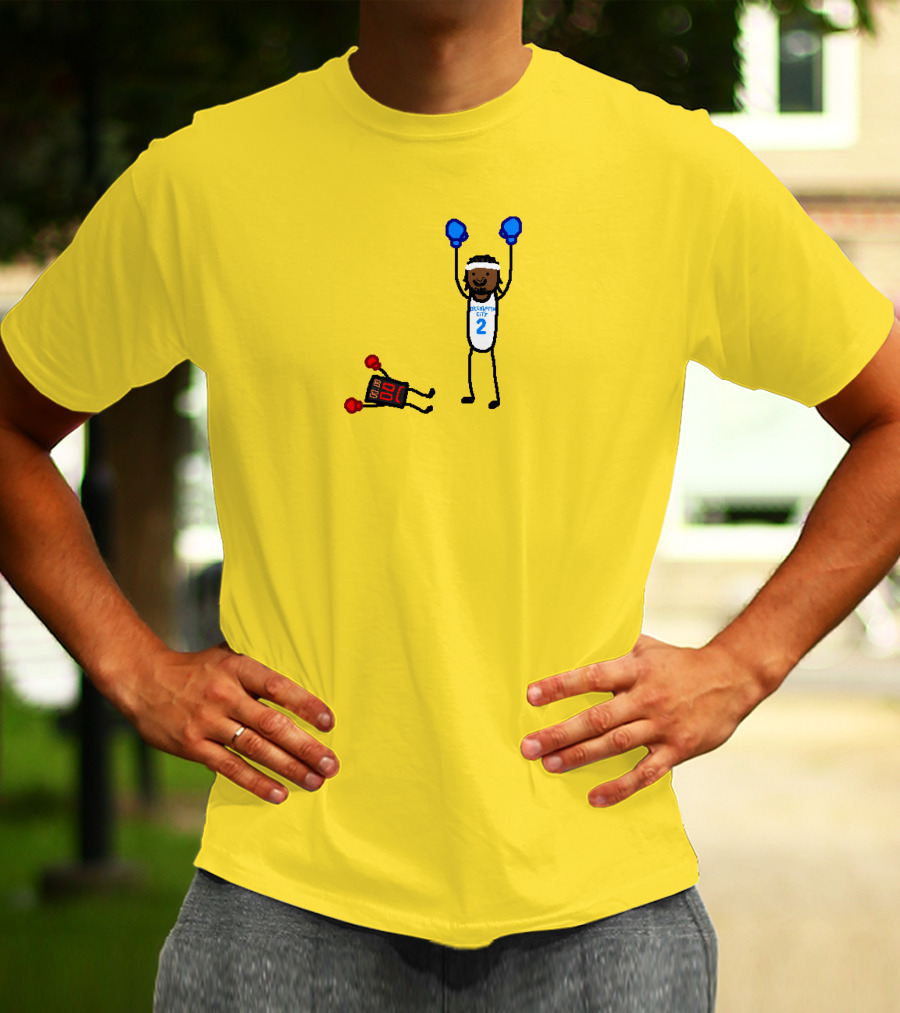 Nba Paint Sga Beat The Buzzer Stick Figures Boxing Yellow T-Shirt