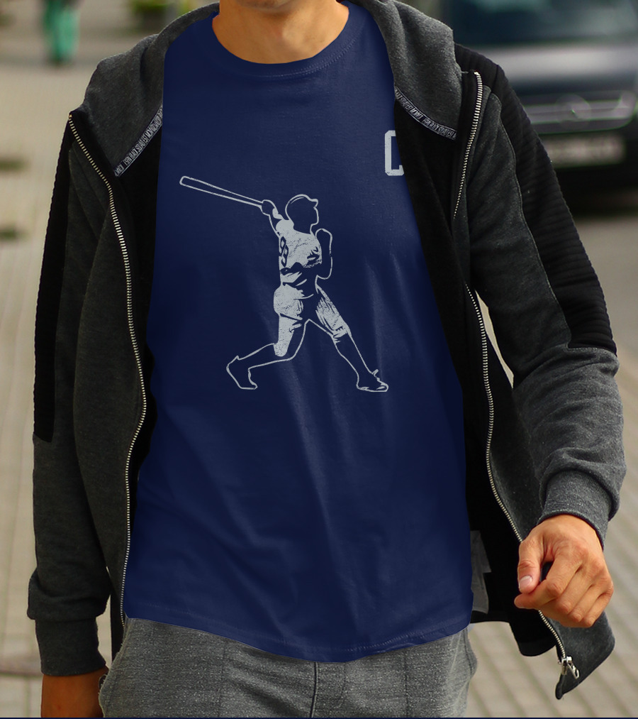 Jomboymedia Shop The C Baseball Silhouette Batter 8 Navy T-Shirt