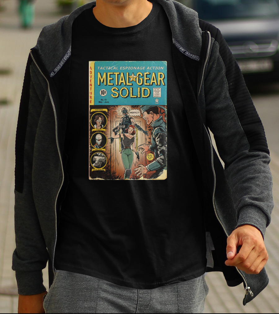 Adventure Tactical Espionage Action Metal Gear Solid Comic Style No. 15 Featuring Meryl T-Shirt