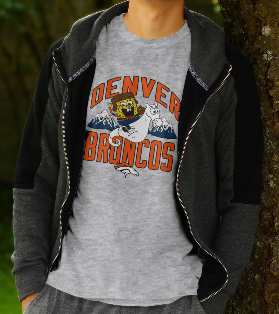 Denver Broncos Homage X Spongebob Men's Fanatics Gray Pro Shop T-Shirt