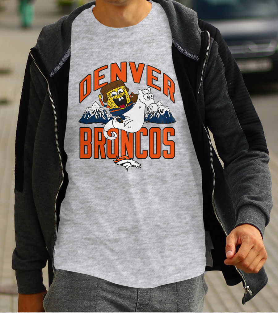 Denver Broncos Homage X Spongebob Men's Fanatics Gray Pro Shop T-Shirt