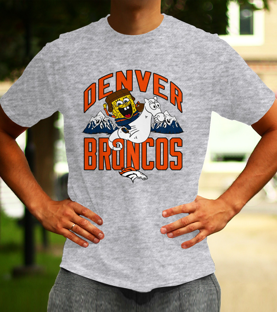 Denver Broncos Homage X Spongebob Men's Fanatics Gray Pro Shop T-Shirt