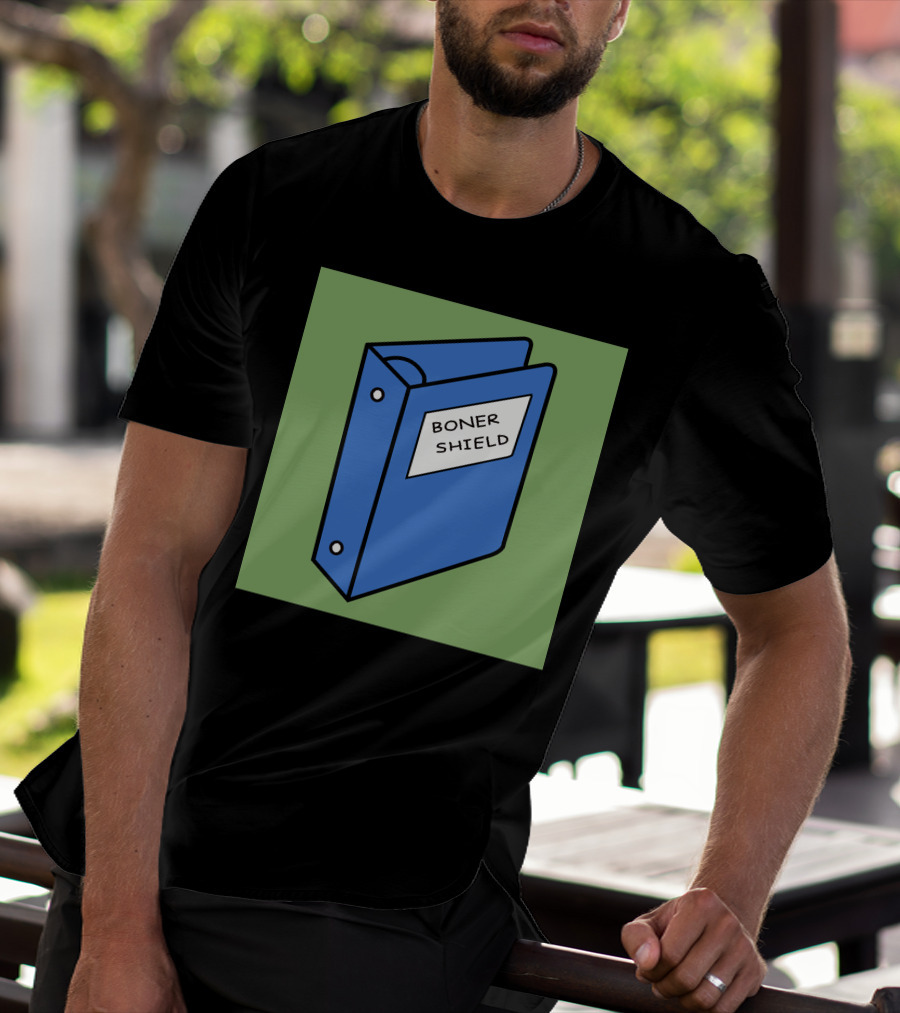 BONER SHIELD Blue Binder T-Shirt