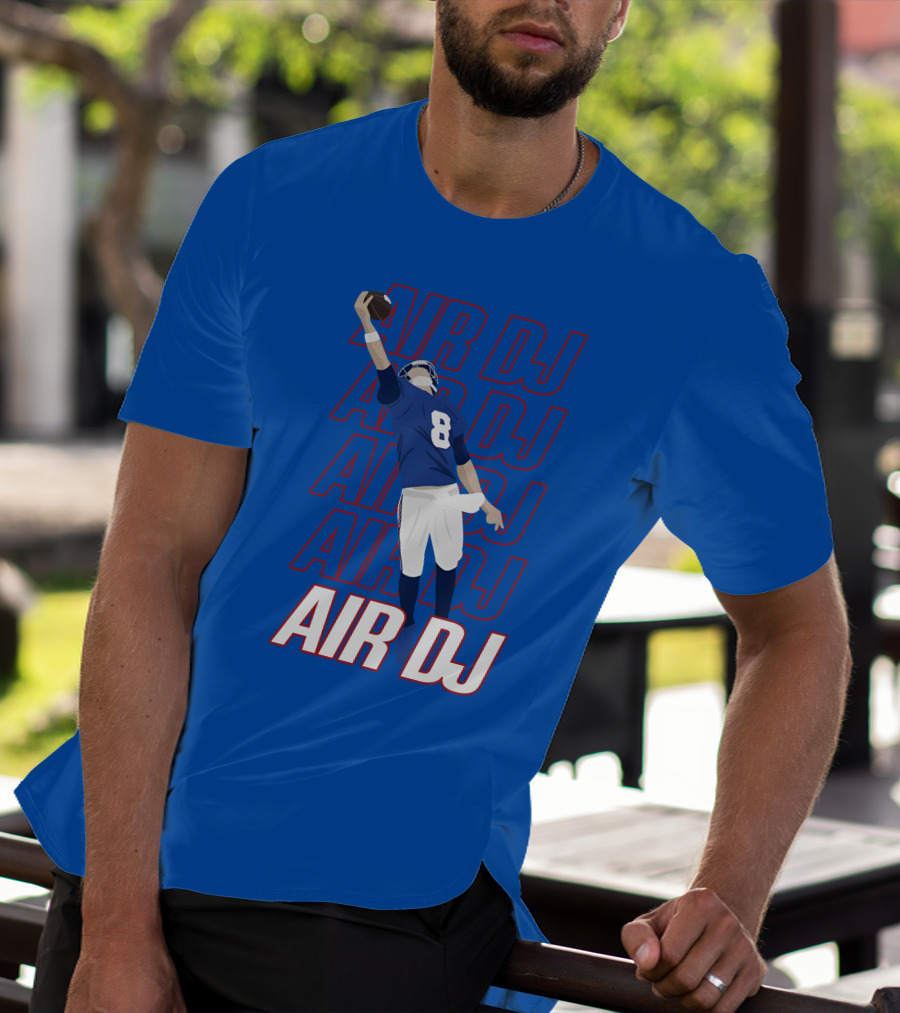 Justin Penik Jomboymedia Air DJ Football Player Number Eight Blue T-Shirt