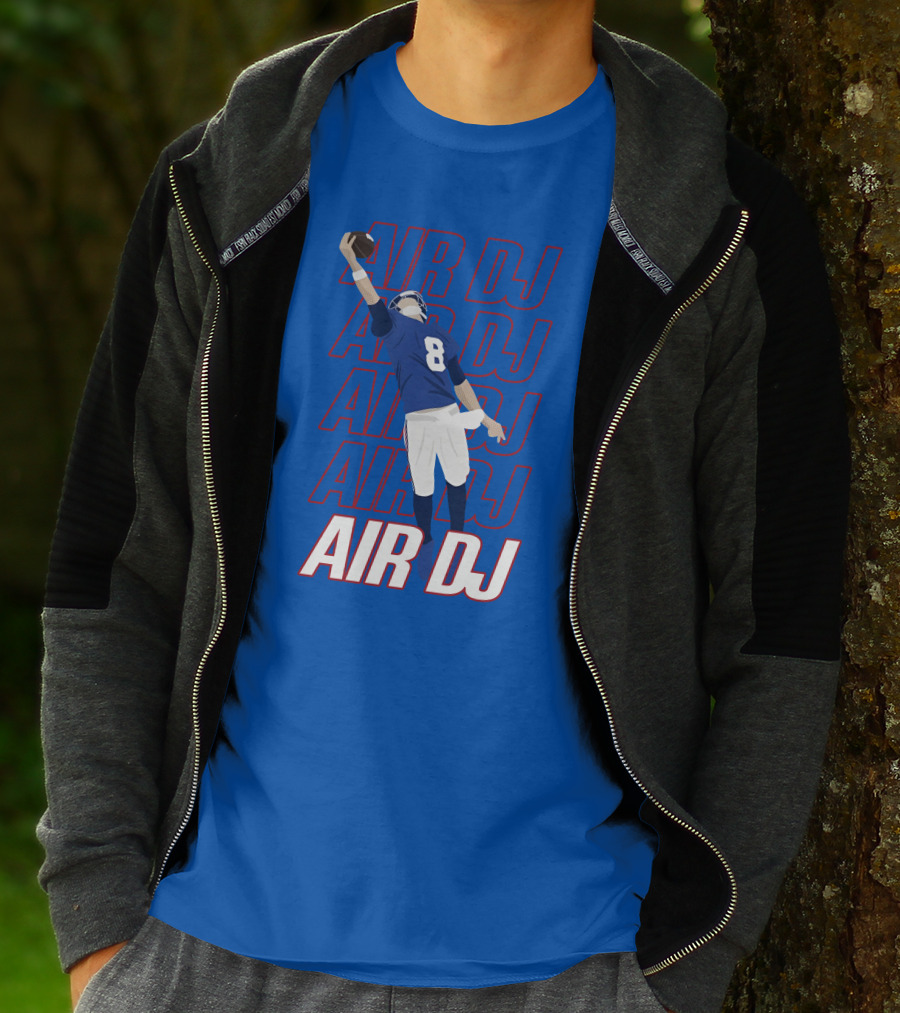 Justin Penik Jomboymedia Air DJ Football Player Number Eight Blue T-Shirt