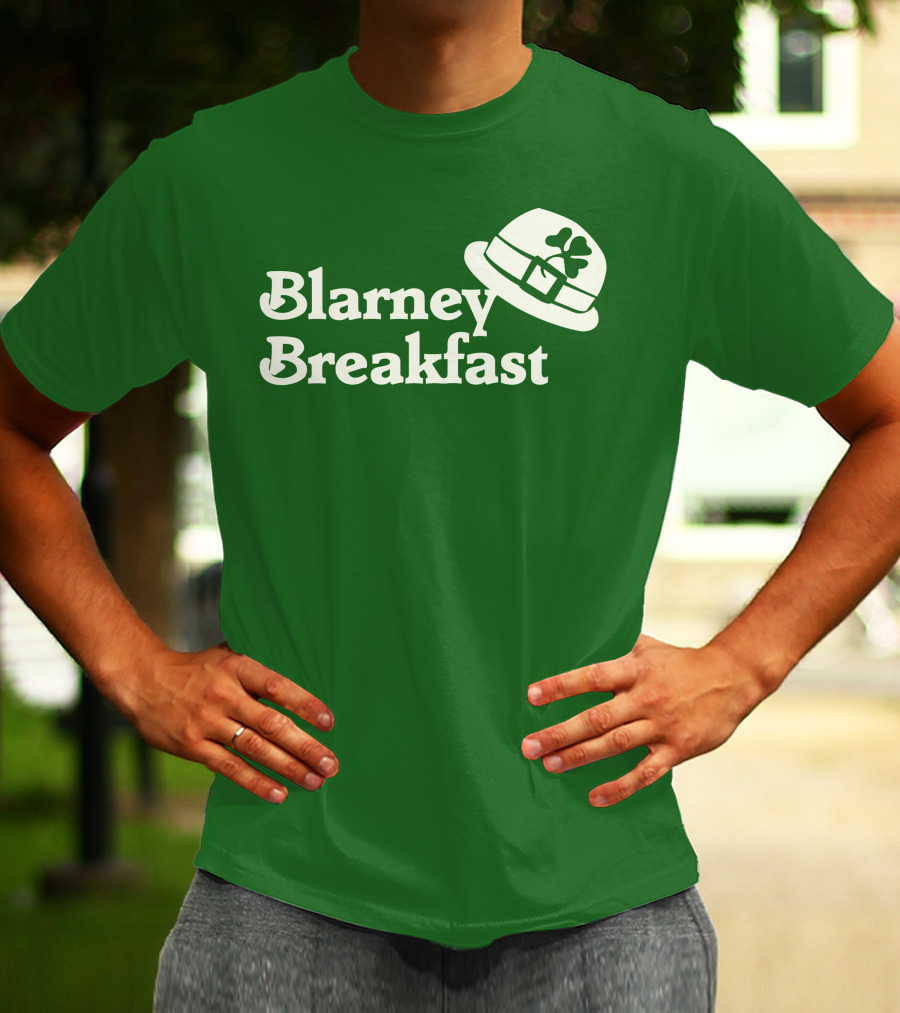 Blarney Breakfast Leprechaun Hat Shamrock Green T-Shirt