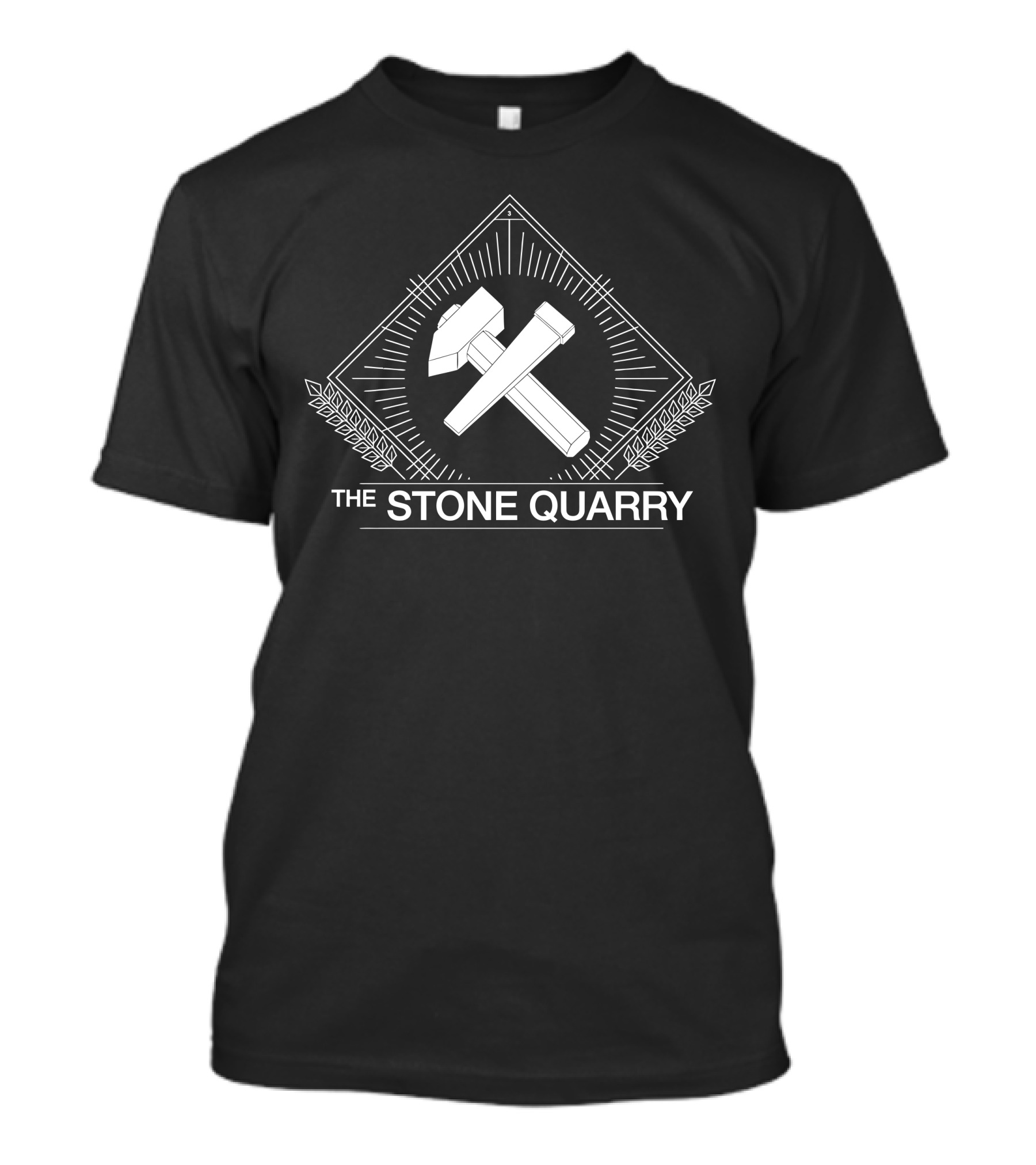 THE STONE QUARRY Hammer And Chisel Emblem In Geometric Frame T-Shirt