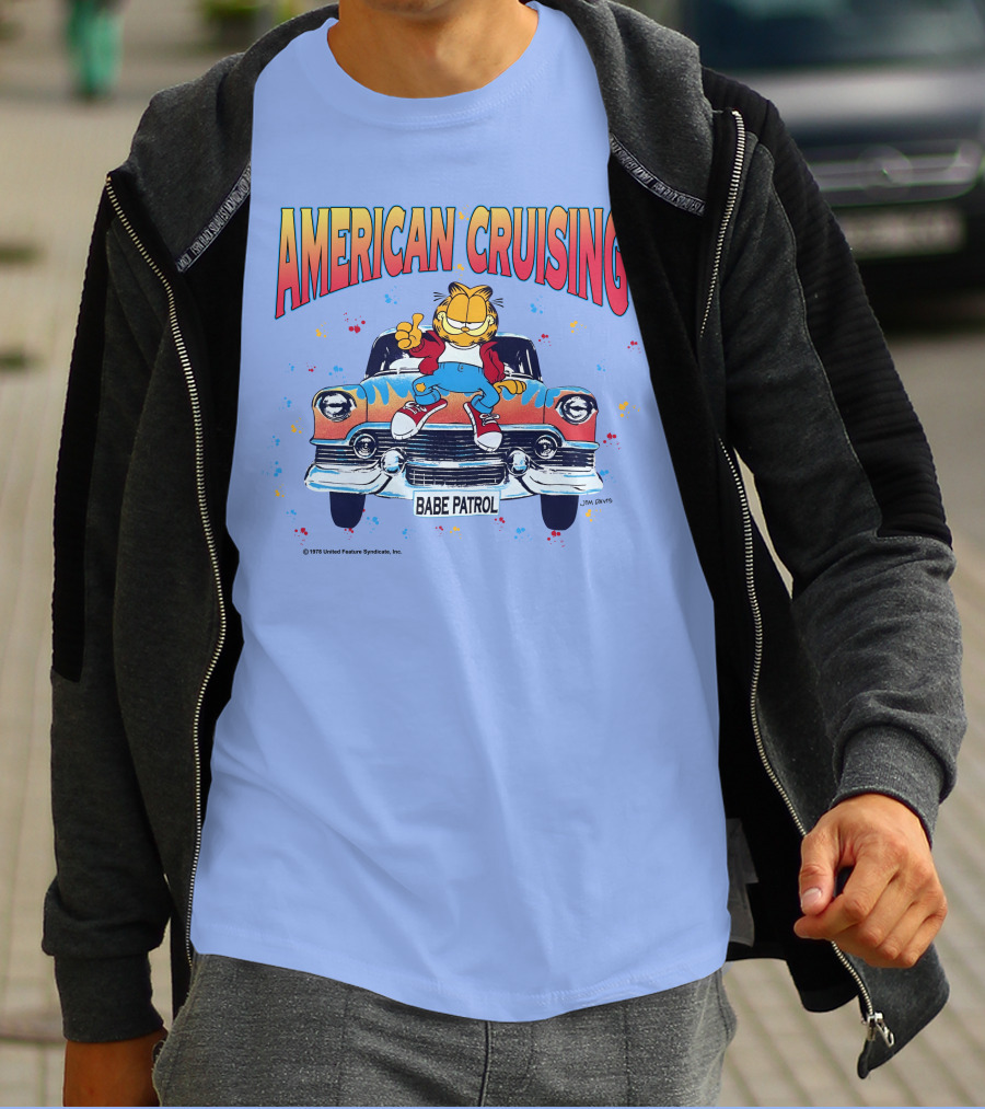 Garfield American Cruising Babe Patrol Vintage Car Vibe T-Shirt
