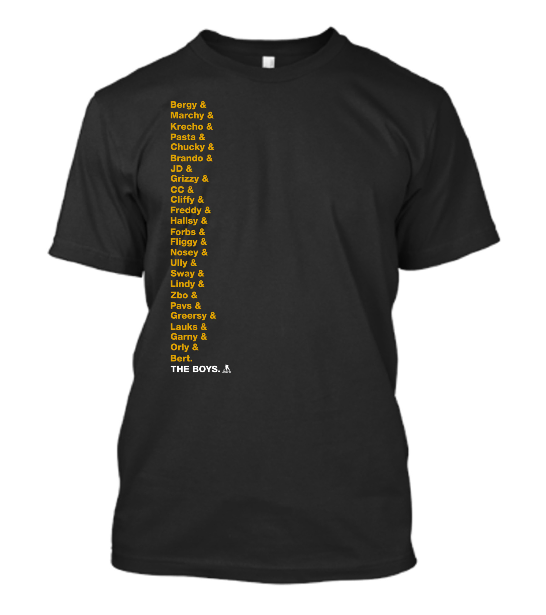 Boston Bruins Bergy Marchy Krecho Pasta The Boys Iconic Team Lineup List T-Shirt