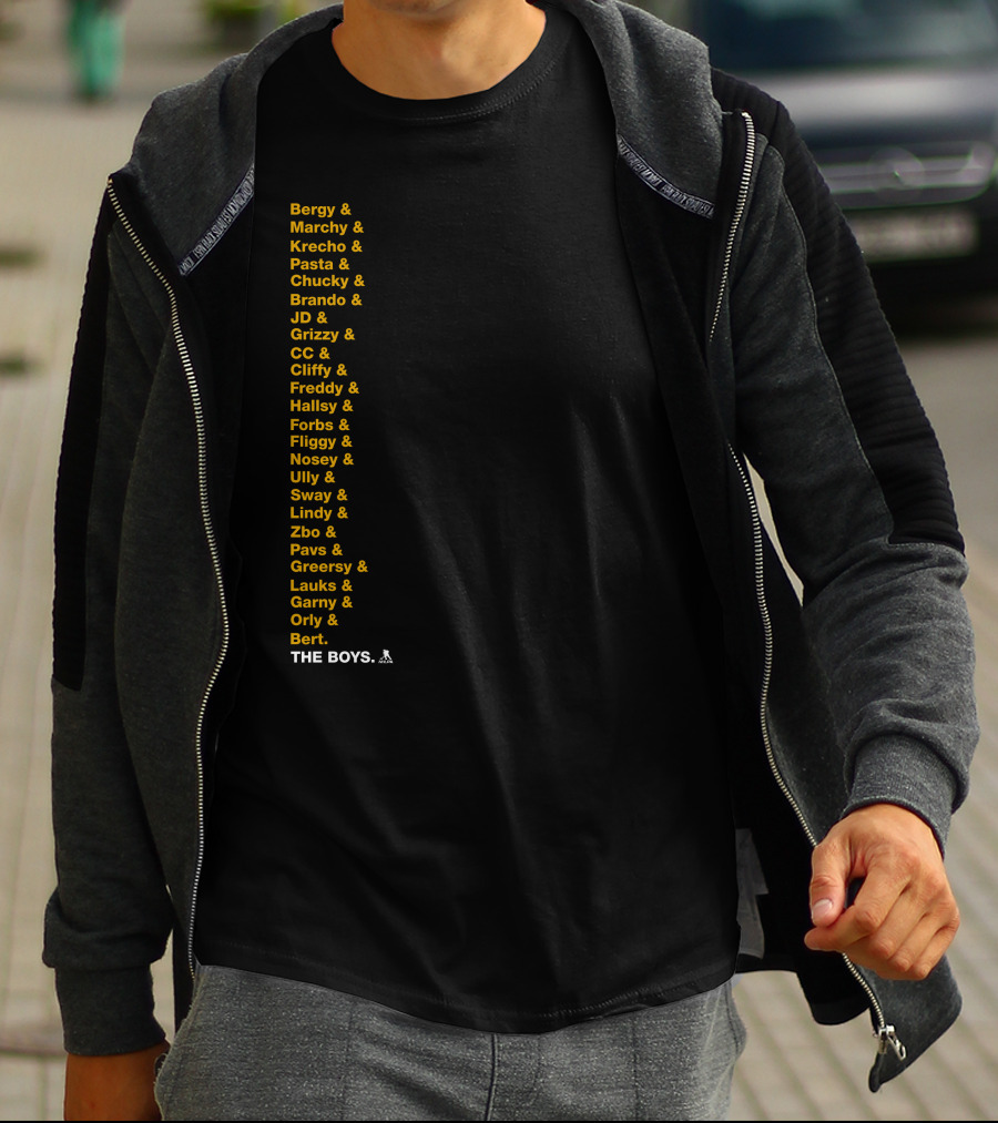 Boston Bruins Bergy Marchy Krecho Pasta The Boys Iconic Team Lineup List T-Shirt