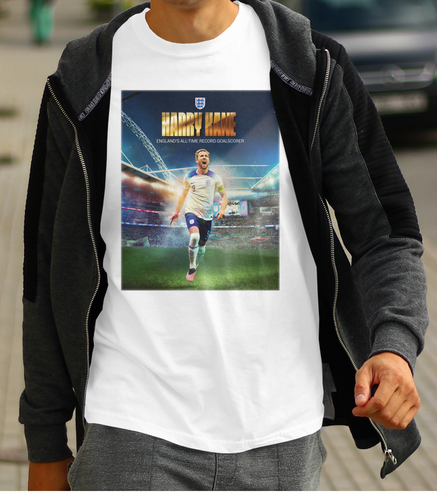 Harry Kane England's All-Time Record Goalscorer Wembley Stadium Celebration Footballer T-Shirt