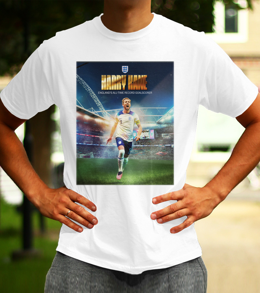 Harry Kane England's All-Time Record Goalscorer Wembley Stadium Celebration Footballer T-Shirt