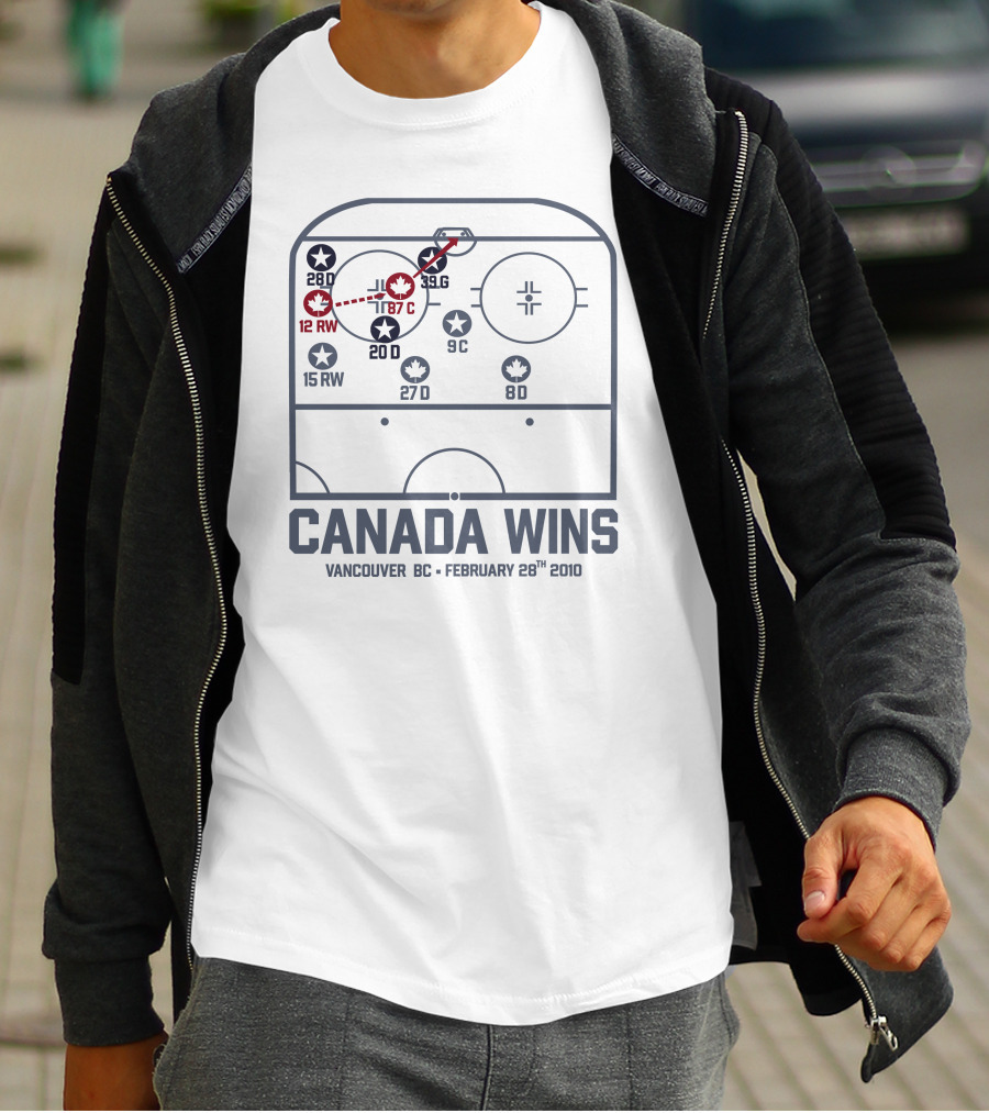 Canada Wins Vancouver BC February 28Th 2010 Hockey Rink Strategy Map T-Shirt