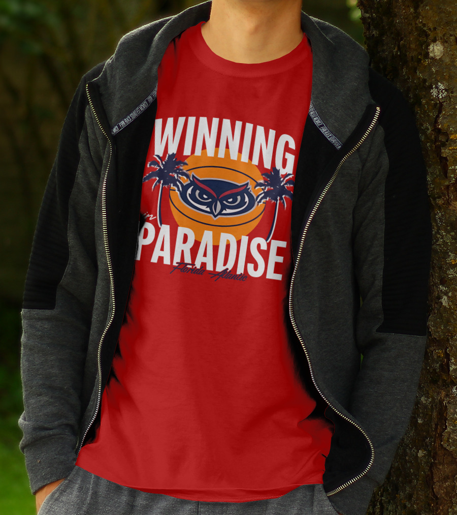 Winning In Paradise Florida Atlantic Owl Sunset Palms T-Shirt