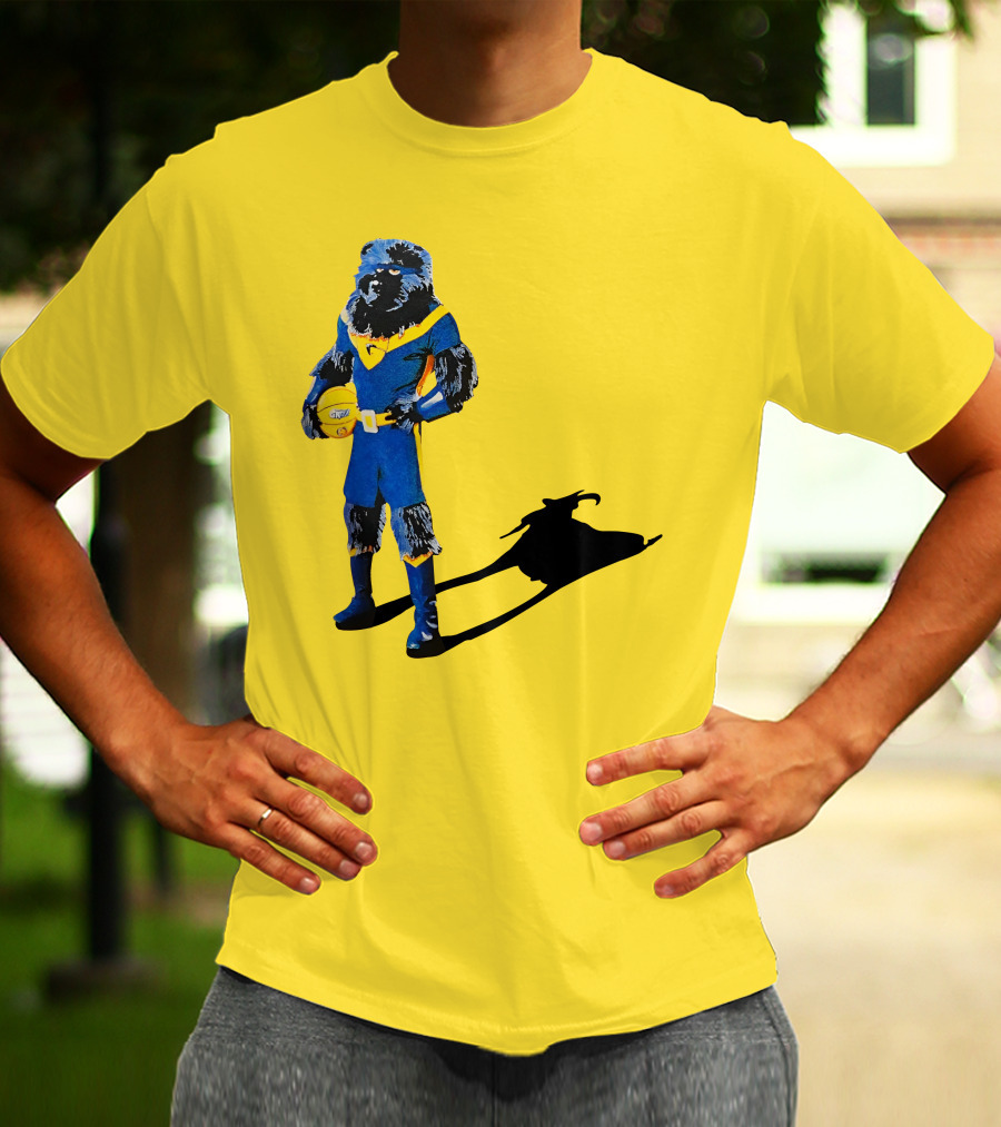 Memphis Grizzlies Bear With Superhero Goat Shadow Holding Basketball T-Shirt