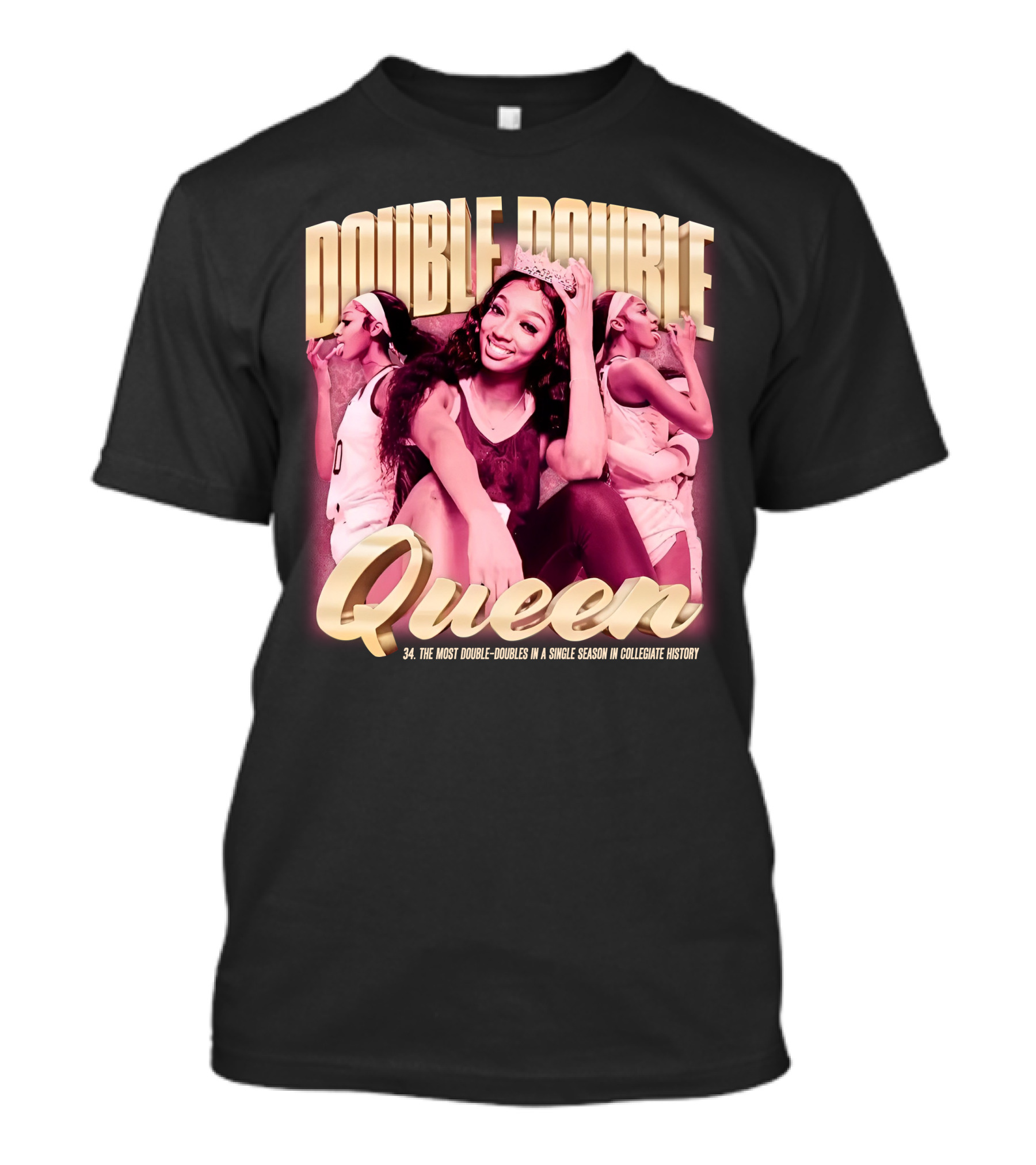 Angel Reese Double-Double Queen 34 Most Double-Doubles In A Single Season In Collegiate History T-Shirt