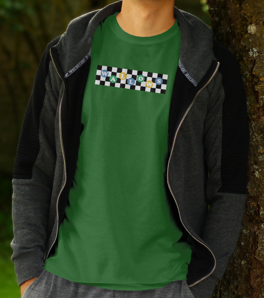 Wallows Checkered Pattern Green Background T-Shirt