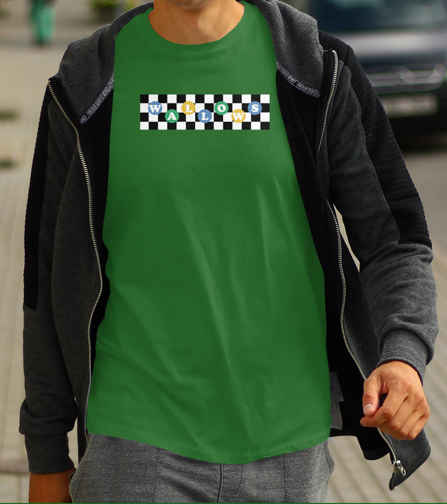 Wallows Checkered Pattern Green Background T-Shirt