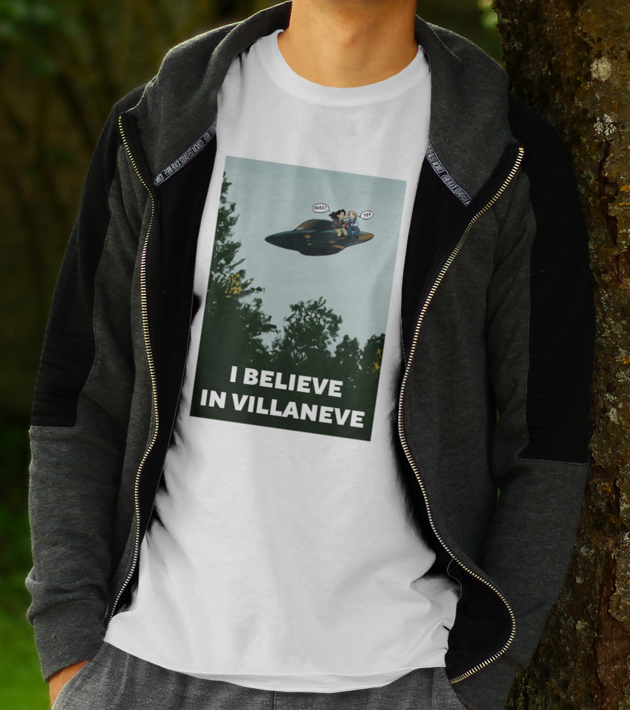 I Believe In Villaneve Trees UFO Scully Mulder Speech Bubbles T-Shirt
