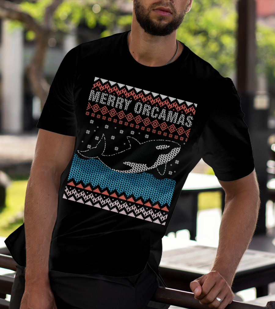 Merry Orcamas Ugly Christmas Orca Killer Whale T-Shirt