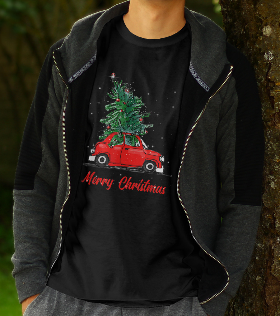 Merry Christmas Red Truck With Christmas Tree Pajama Gifts T-Shirt