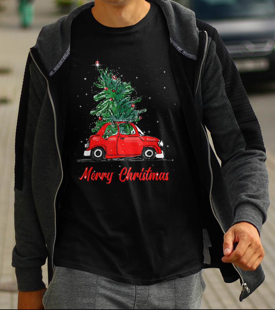 Merry Christmas Red Truck With Christmas Tree Pajama Gifts T-Shirt
