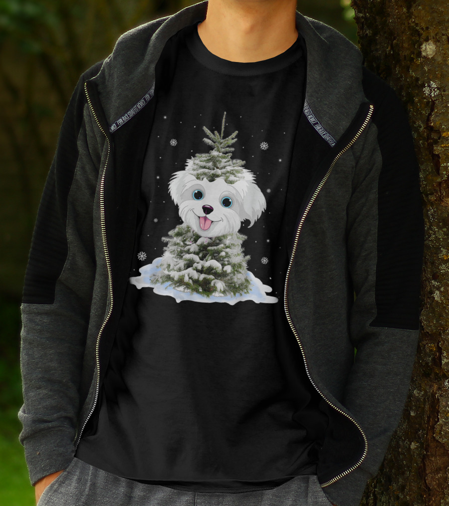 Maltipoo Christmas Tree Funny Snow Holiday Gifts T-Shirt