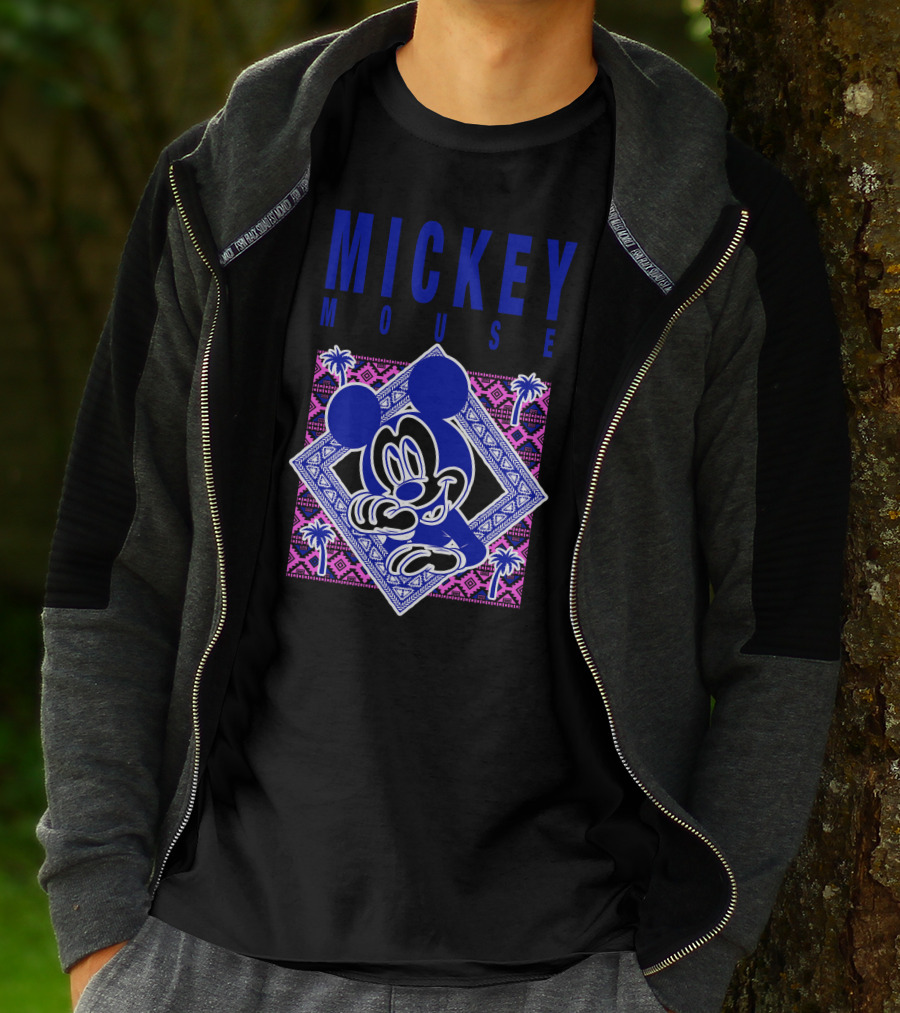 Mickey Mouse Neon Aztec Pattern Palms T-Shirt