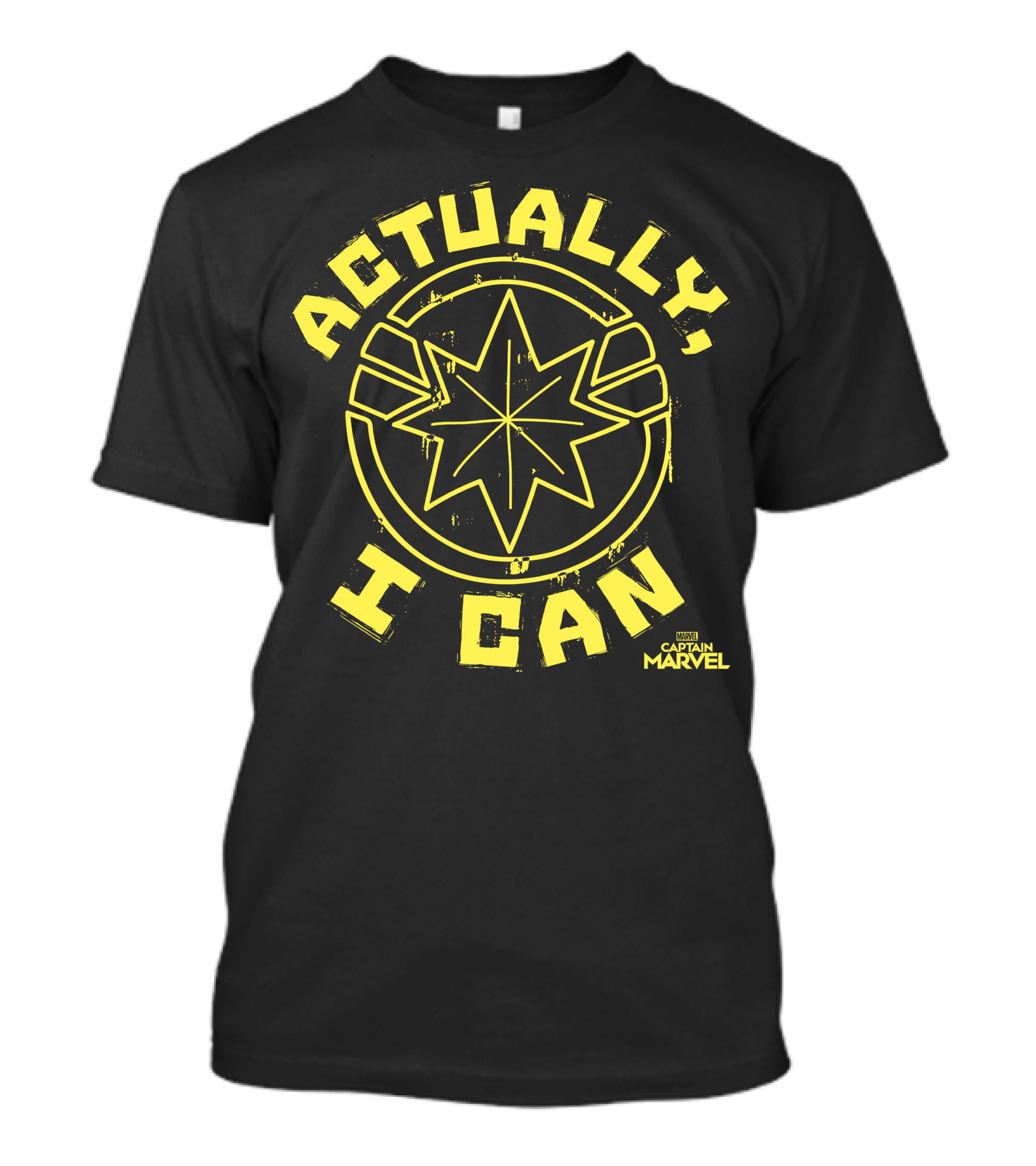 Captain Marvel Actually I Can Yellow Starburst T-Shirt