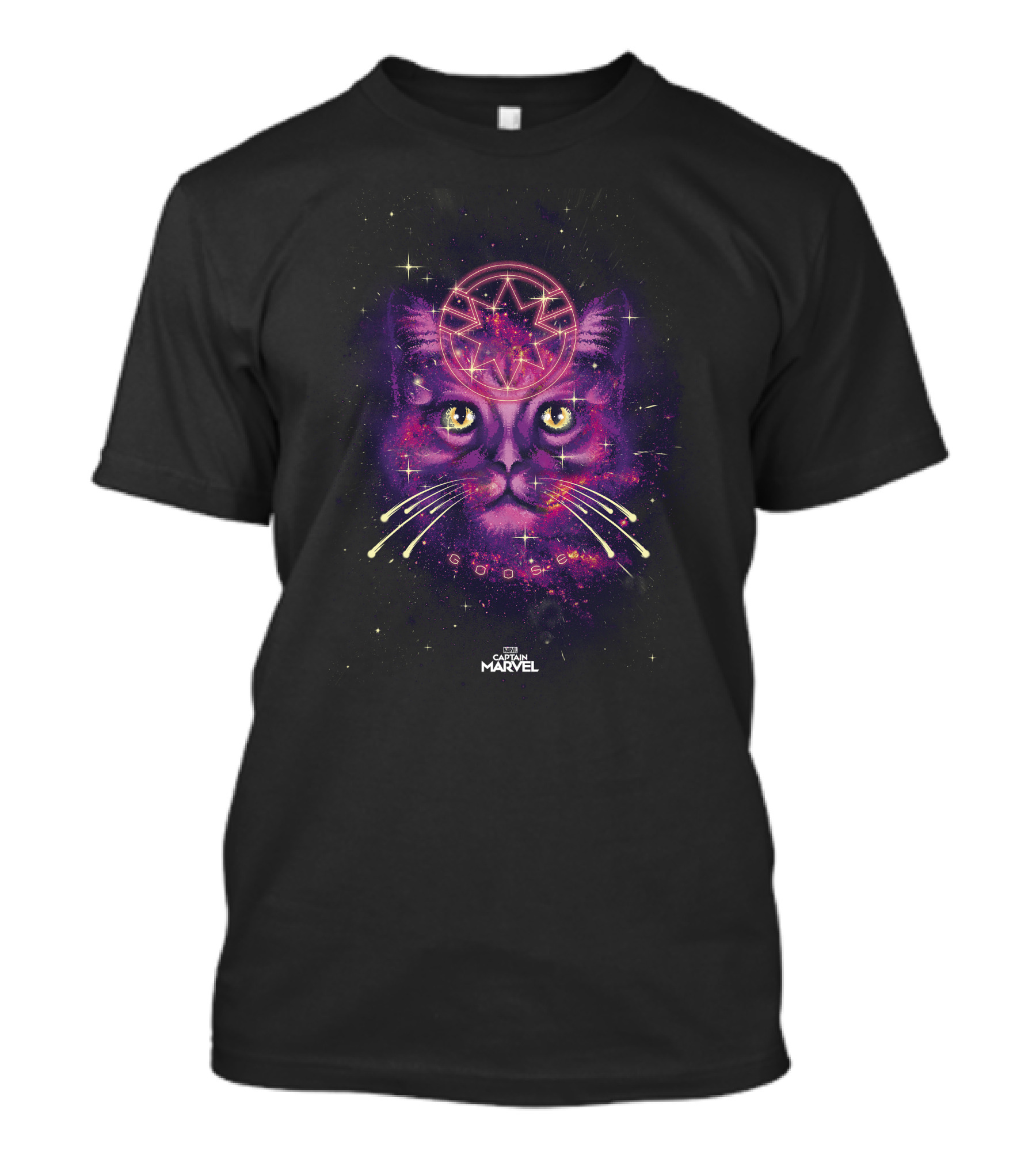 Captain Marvel Goose Cat Pink Galaxy Cosmic Starry T-Shirt