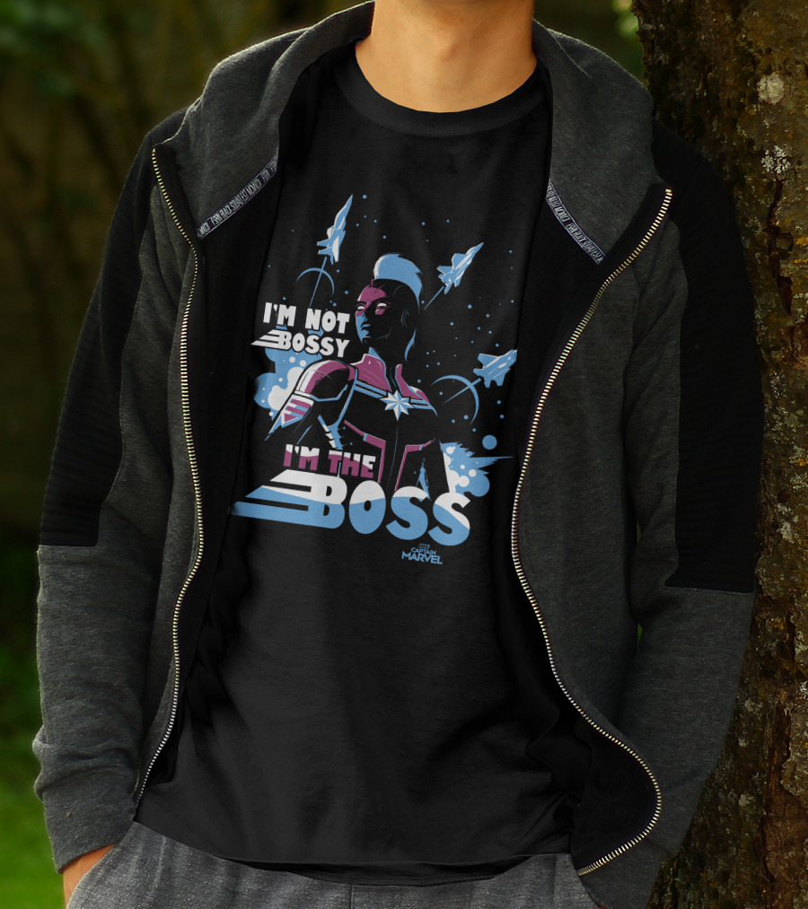 Captain Marvel I'm Not Bossy I'm The Boss Space Blue Red T-Shirt