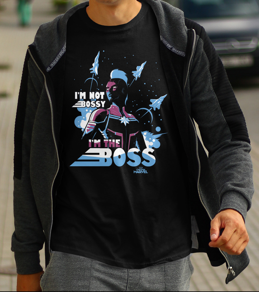 Captain Marvel I'm Not Bossy I'm The Boss Space Blue Red T-Shirt