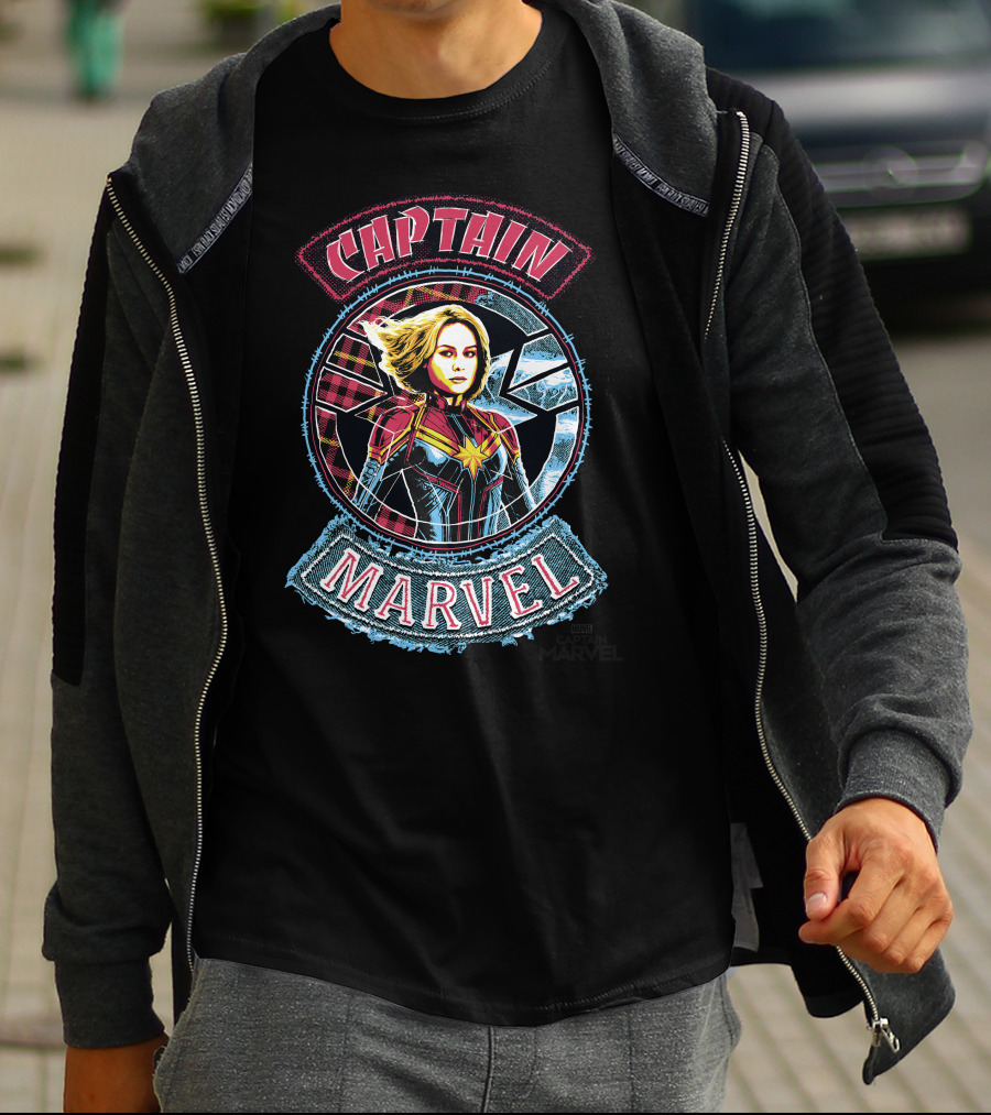 Captain Marvel Stitched Patched Emblem T-Shirt