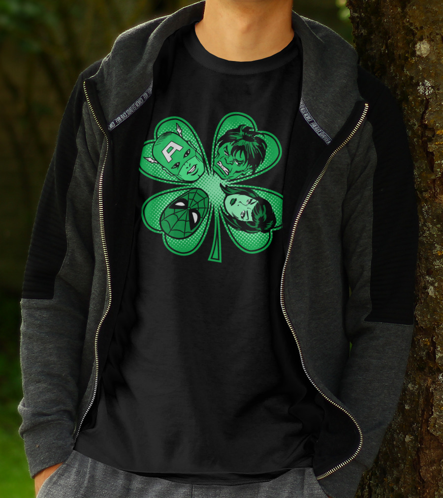 Marvel Avengers Shamrock Captain Spider Hulk Widow T-Shirt