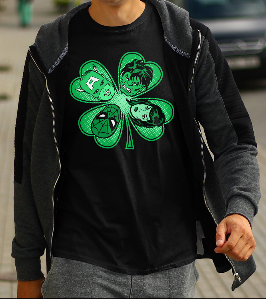Marvel Avengers Shamrock Captain Spider Hulk Widow T-Shirt